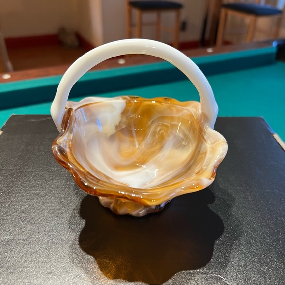 Vintage Swirl Marble Glass Candy, Trinket, compote Dish by Imperial Glass - Picture 4 of 11